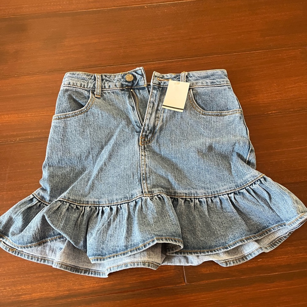 Brandy Ruffle jean skirt